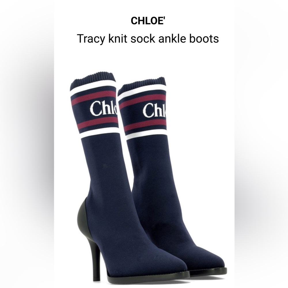 CHLOE' Tracy knit sock ankle boots size 38 (8)